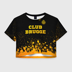 Футболка 3D укороченная женская Club Brugge - gold gradient посередине, цвет: 3D-принт