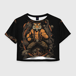 Футболка 3D укороченная женская Муай Тай тигр - боевые искусства, цвет: 3D-принт