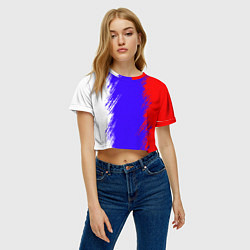 Футболка 3D укороченная женская Штрихи триколор, цвет: 3D-принт — фото 2
