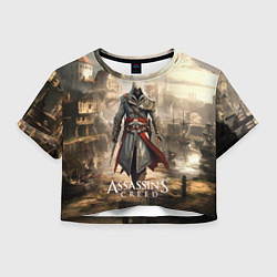 Футболка 3D укороченная женская Assassins creed старый город, цвет: 3D-принт