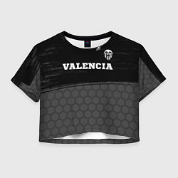 Футболка 3D укороченная женская Valencia sport на темном фоне посередине, цвет: 3D-принт