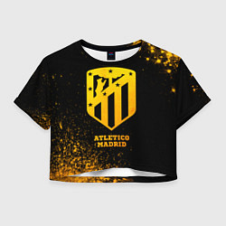 Футболка 3D укороченная женская Atletico Madrid - gold gradient, цвет: 3D-принт