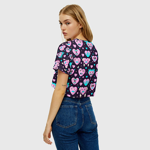 Женский топ Паттерн с арт сердцами / 3D-принт – фото 4