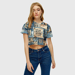Футболка 3D укороченная женская I love Barcelona - пэчворк, цвет: 3D-принт — фото 2