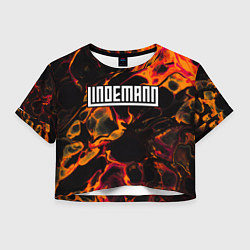 Футболка 3D укороченная женская Lindemann red lava, цвет: 3D-принт