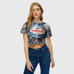 Футболка 3D укороченная женская Vanguard denim patchwork - ai art, цвет: 3D-принт — фото 2