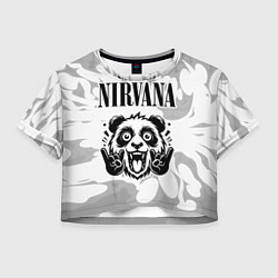 Женский топ Nirvana рок панда на светлом фоне