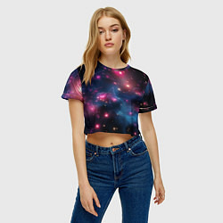 Футболка 3D укороченная женская Абстрактный космос фантастика, цвет: 3D-принт — фото 2
