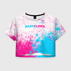 Футболка 3D укороченная женская Barcelona neon gradient style посередине, цвет: 3D-принт