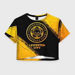 Футболка 3D укороченная женская Leicester City - gold gradient, цвет: 3D-принт