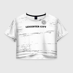 Футболка 3D укороченная женская Leicester City sport на светлом фоне посередине, цвет: 3D-принт