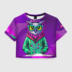 Женский топ Модная сова на фиолетовом