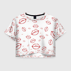 Женский топ Паттерн красные губы на белом - lips classic