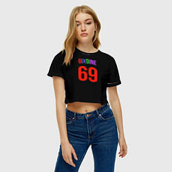 Футболка 3D укороченная женская 6ix9ine logo, цвет: 3D-принт — фото 2