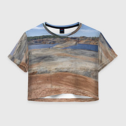 Футболка 3D укороченная женская Карьер Уральский марс, цвет: 3D-принт