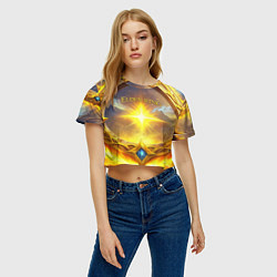Футболка 3D укороченная женская Elden Ring лого и волшебное золотое кольцо, цвет: 3D-принт — фото 2