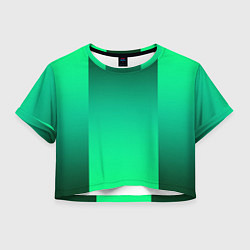 Футболка 3D укороченная женская Яркий зеленый градиентный комбинированный фон, цвет: 3D-принт