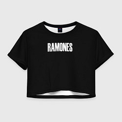 Футболка 3D укороченная женская Ramones white logo, цвет: 3D-принт