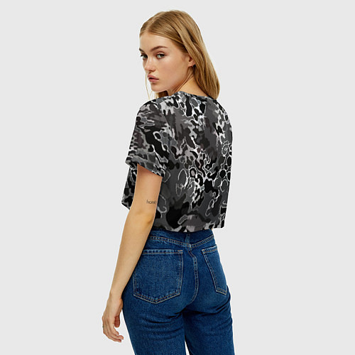 Женский топ Чёрно-серый абстракция / 3D-принт – фото 4