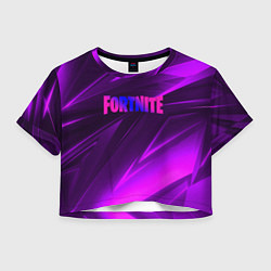 Футболка 3D укороченная женская Fortnite neon stripes angles logo, цвет: 3D-принт