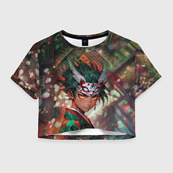 Футболка 3D укороченная женская Юноша драгонмен анимешный, цвет: 3D-принт