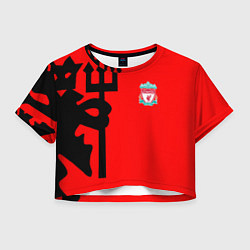 Футболка 3D укороченная женская Liverpool fc sport steel, цвет: 3D-принт