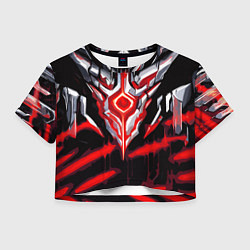 Футболка 3D укороченная женская Абстрактная красная руна, цвет: 3D-принт