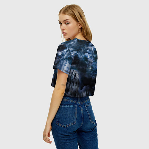 Женский топ Белый волк и ворон - темная ночь / 3D-принт – фото 4