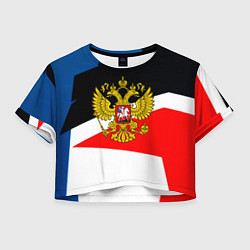 Футболка 3D укороченная женская Спортивная геометрия герб, цвет: 3D-принт