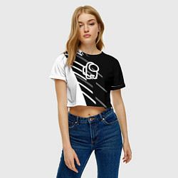 Футболка 3D укороченная женская Among us pattern sport, цвет: 3D-принт — фото 2