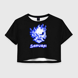 Футболка 3D укороченная женская Samurai logo ghost, цвет: 3D-принт