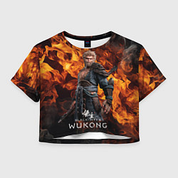Футболка 3D укороченная женская Король обезьян Black Myth Wukong fire, цвет: 3D-принт