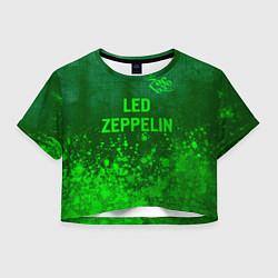 Футболка 3D укороченная женская Led Zeppelin - green gradient посередине, цвет: 3D-принт