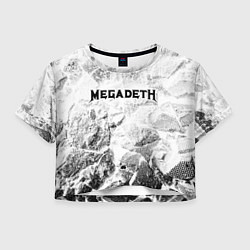 Футболка 3D укороченная женская Megadeth white graphite, цвет: 3D-принт