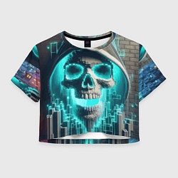 Женский топ Скелет в балахоне - граффити кибер-хакер