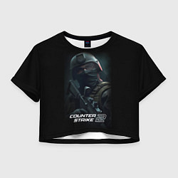Футболка 3D укороченная женская CS counter terrorist, цвет: 3D-принт