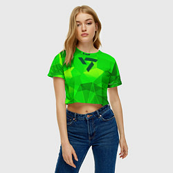 Футболка 3D укороченная женская Seventeen green poly, цвет: 3D-принт — фото 2