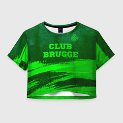 Футболка 3D укороченная женская Club Brugge - green gradient посередине, цвет: 3D-принт