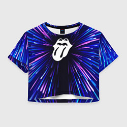 Футболка 3D укороченная женская Rolling Stones neon energy, цвет: 3D-принт