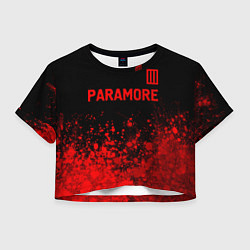 Футболка 3D укороченная женская Paramore - red gradient посередине, цвет: 3D-принт