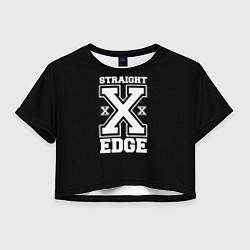 Футболка 3D укороченная женская Straight edge SXE, цвет: 3D-принт