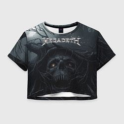 Футболка 3D укороченная женская Megadeth череп под деревом, цвет: 3D-принт
