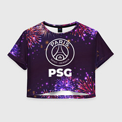 Футболка 3D укороченная женская Праздничный PSG, цвет: 3D-принт