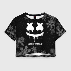 Футболка 3D укороченная женская Снежный Marshmello, цвет: 3D-принт