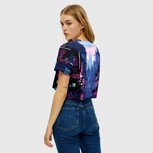Женский топ Киберпанк город розовый / 3D-принт – фото 4