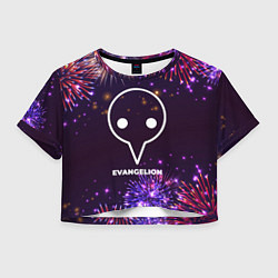 Футболка 3D укороченная женская Праздничный Evangelion, цвет: 3D-принт