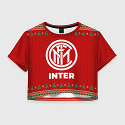 Футболка 3D укороченная женская Inter new year, цвет: 3D-принт