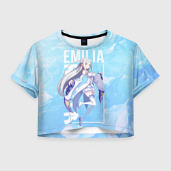 Футболка 3D укороченная женская Эмилия Re:Zero, цвет: 3D-принт