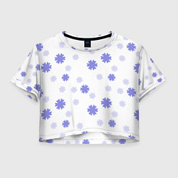 Футболка 3D укороченная женская Зимний узор со снежинками, цвет: 3D-принт