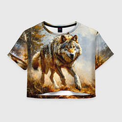 Женский топ Волк в осеннем лесу